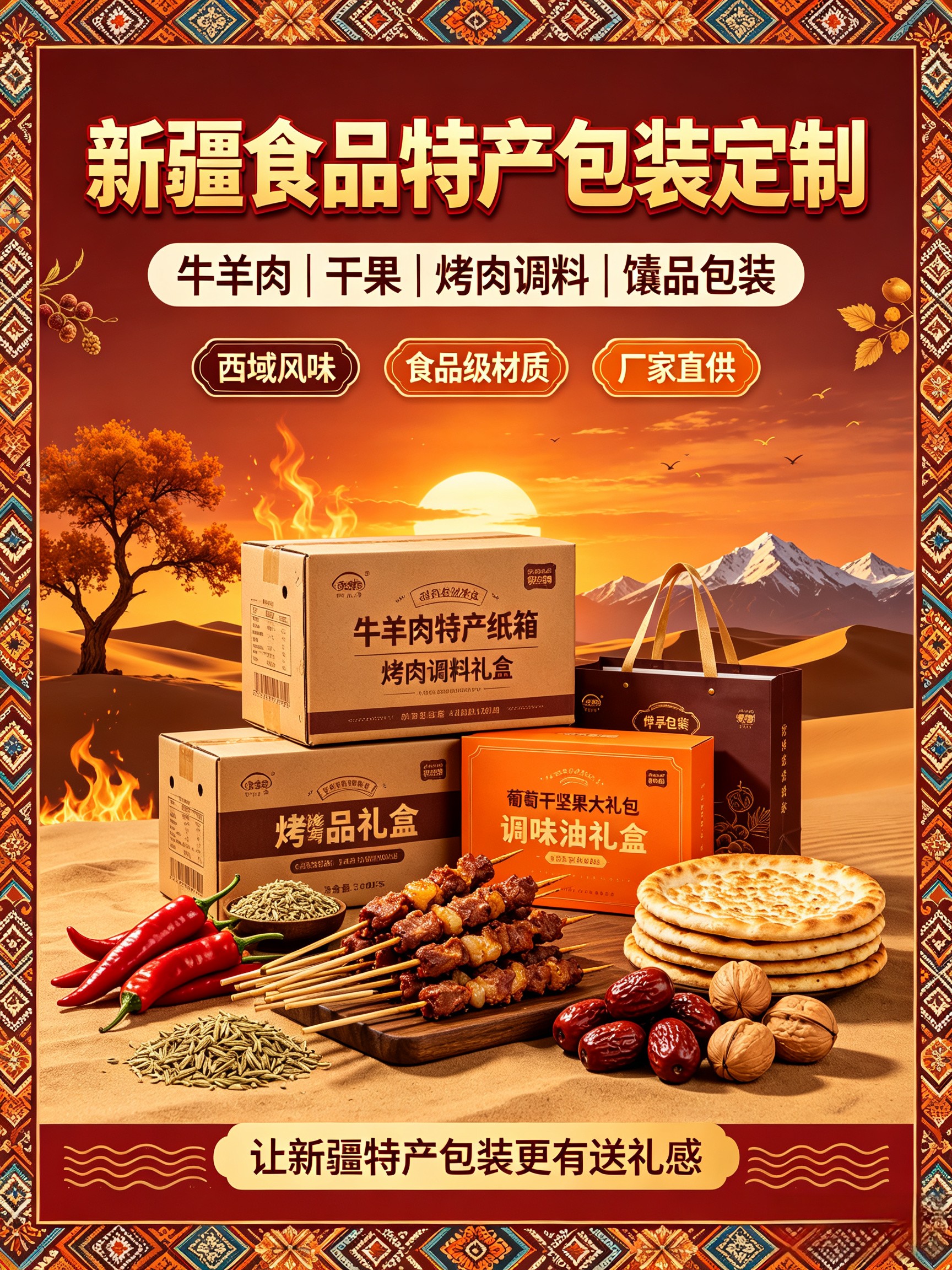 新疆特产礼盒定制：干果 / 农产品长途防震包装设计方案