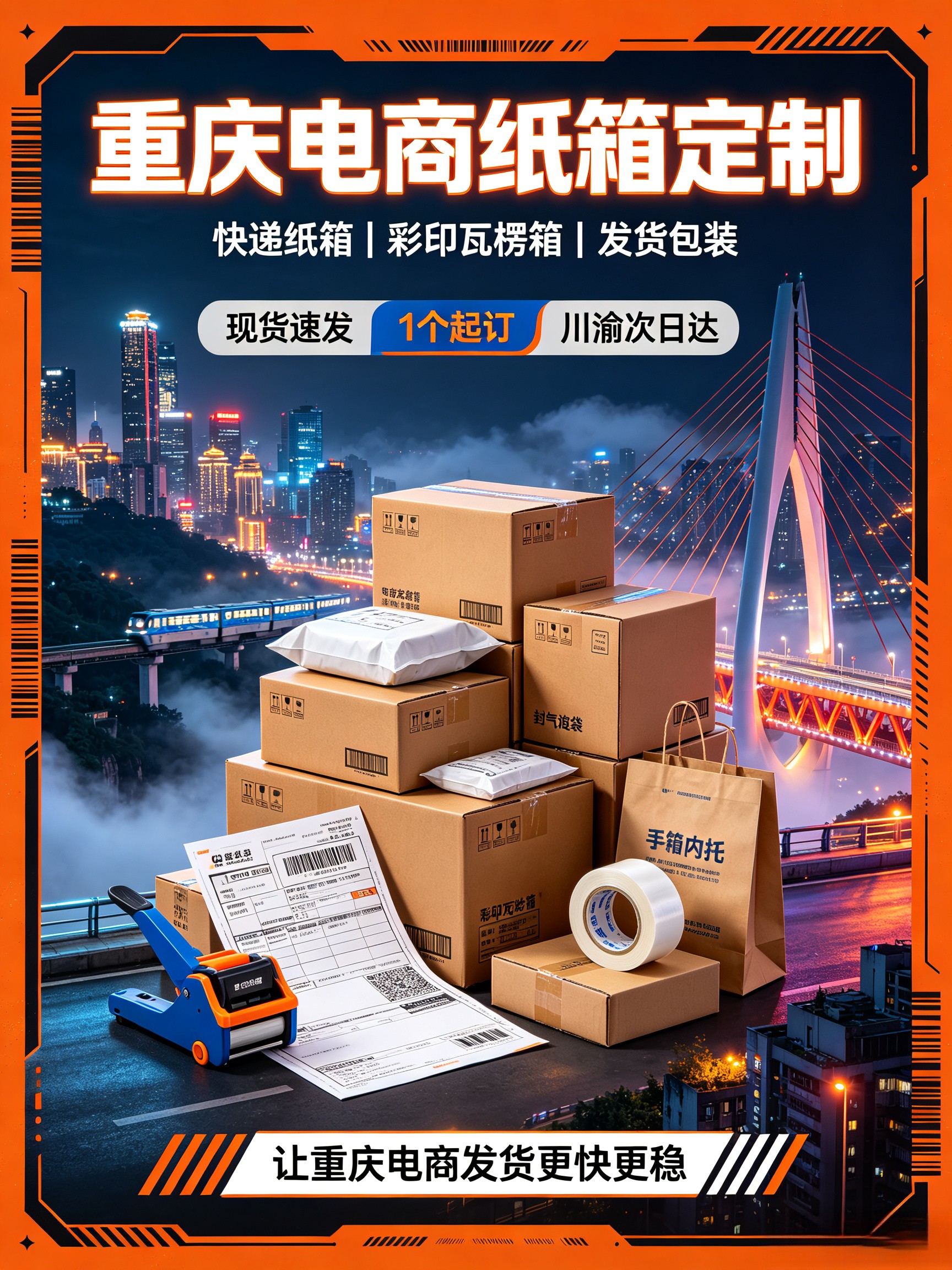 重庆电商纸箱定制：直播电商 / 食品特产包装现货速发方案